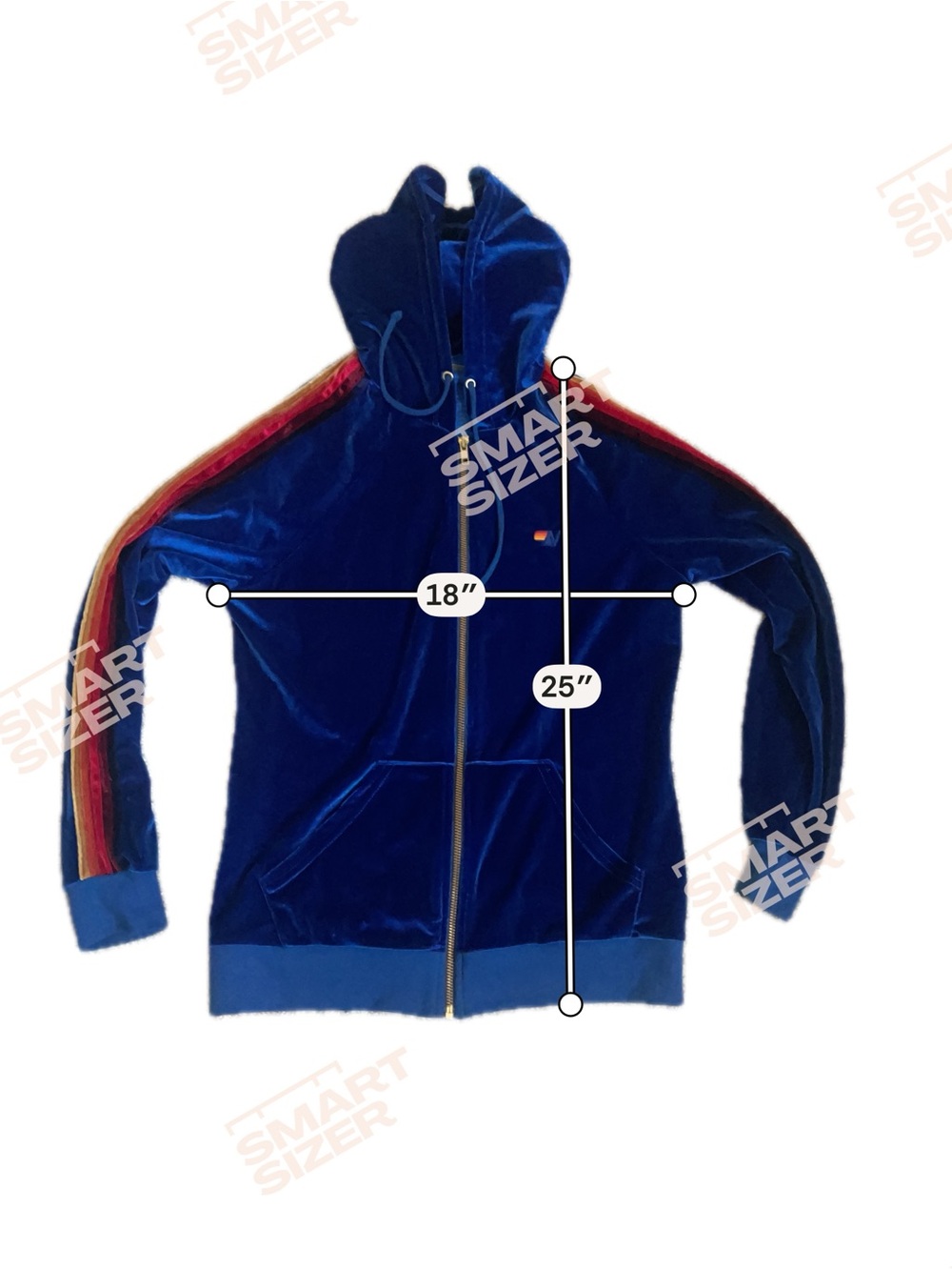 Aviator Nation Classic Velvet Hoodie with Rainbow Sleeve Stripes - Picture 9 of 9